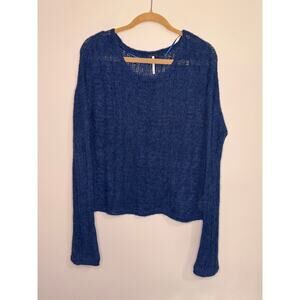 Free People Pullover Sweater Women's Small Blue Open Knit Angel OB1072402